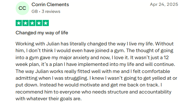 Corrin's Trustpilot review